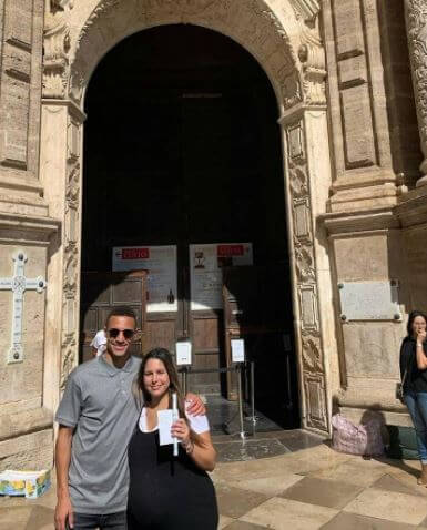 Rodrigo with his partner, Mari Martinez, at the cathedral for nine laps.